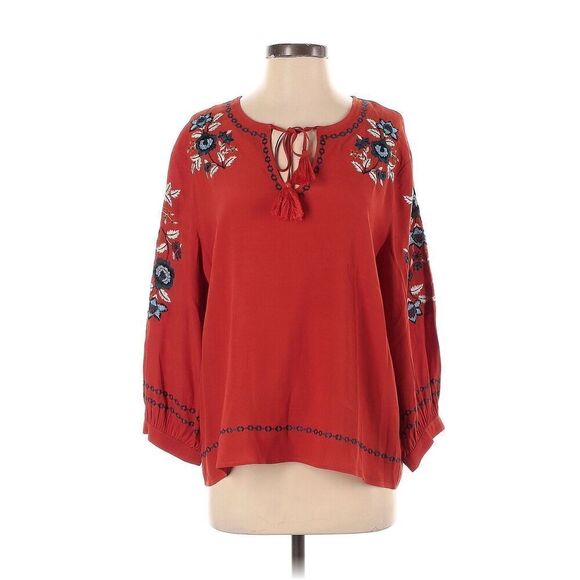 ✨Garnet Hill Embroidered-Yoke Bishop-Sleeve Sz Small Blouse✨ - Picture 6 of 13